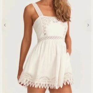 LoveShackFancy Tariah Pinafore Mini White Dress